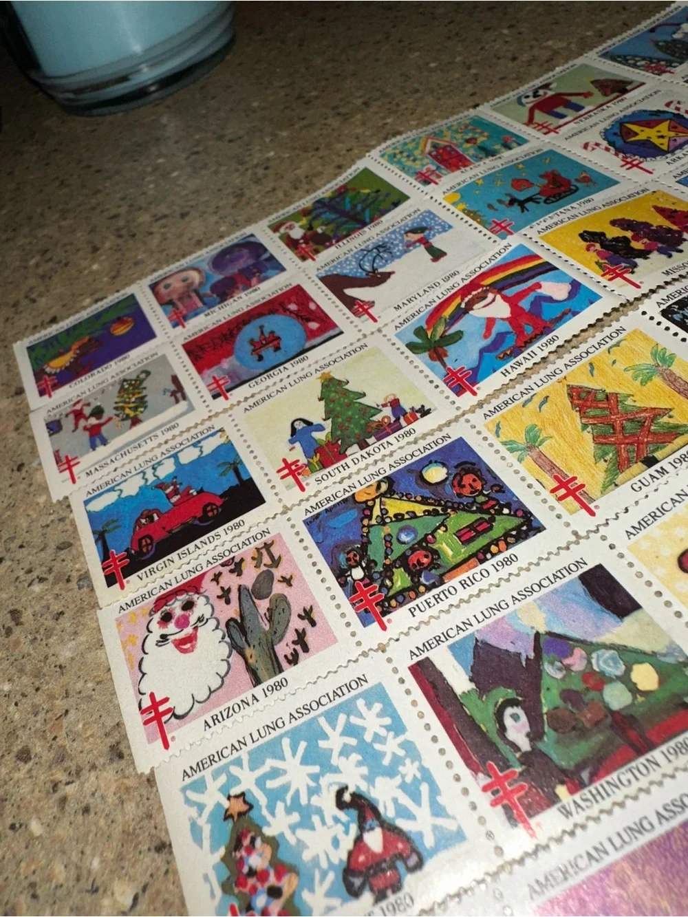 Vintage 1980 Christmas Stamp Collection- FULL SET